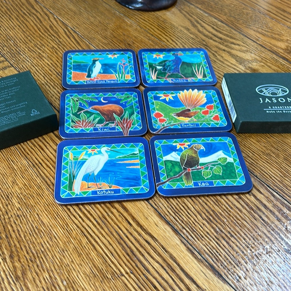Vintage Jason Products Limited Birds of a Feather design coasters. Six coasters